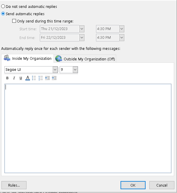 How to set up Automatic Reply for M365 Users